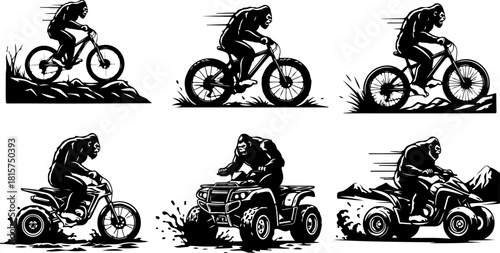 Extreme Rider Silhouettes Set – BMX, Dirt Bike & ATV Racing Vector Icons