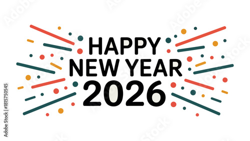 New Year 2026 Celebration: A vibrant celebratory design heralding the arrival of 2026, filled with festive elements.