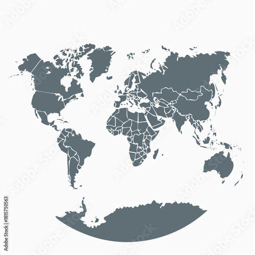 Peta dunia vektor global ilustrasi benua Amerika, Eropa, dan Asia untuk bepergian dan bisnis