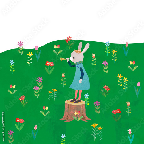 うさぎと野の花