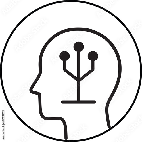 Thinking Circuit: A symbolic representation of the human mind interconnected with a digital circuit, reflecting the fusion of intellect and technology. 