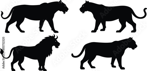 Solid black silhouette of animals