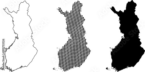 Finland Map Outline Silhouette Dotted