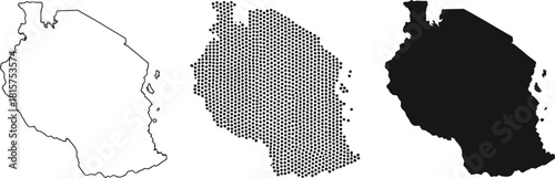 Tanzania Maps Collection: Outline, Dotted, Silhouette