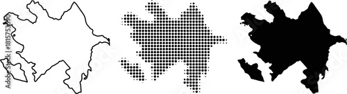 Azerbaijan Map Silhouette and Halftone Dot Patterns