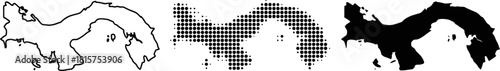 Panama Shape Outline Dot Filled Silhouette Set