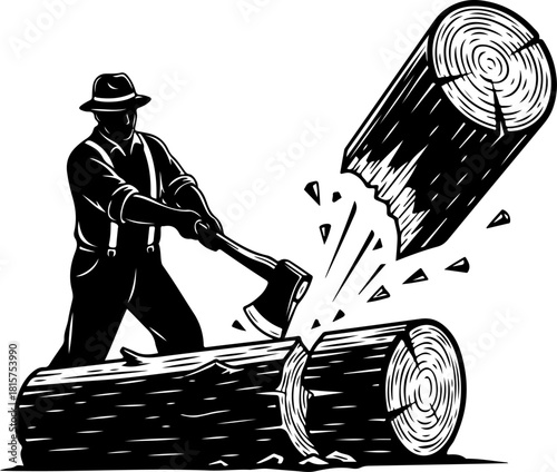 Lumberjack Wood Splitter Illustration
