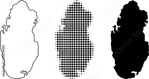 Qatar Map Outline Silhouette Halftone Dot Pattern