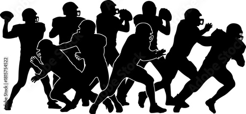 American Football Player Silhouette Bundle