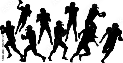 American Football Player Silhouette Bundle