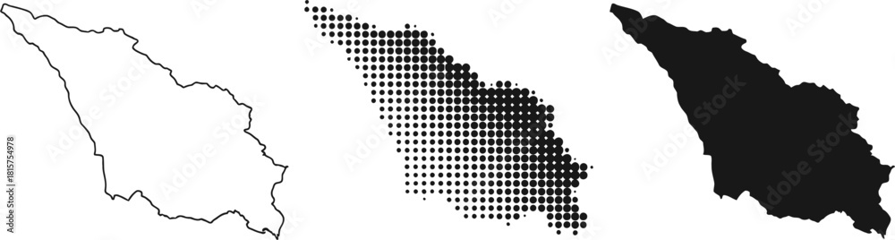 Obraz premium Map Outline and Halftone Representation of Georgia Country Border