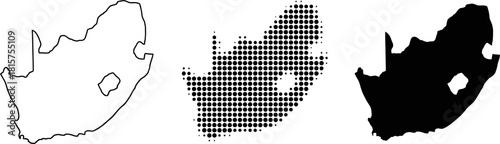 South Africa Map Outline Dot Silhouette Collection