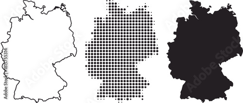 Germany map outlines and halftone pattern