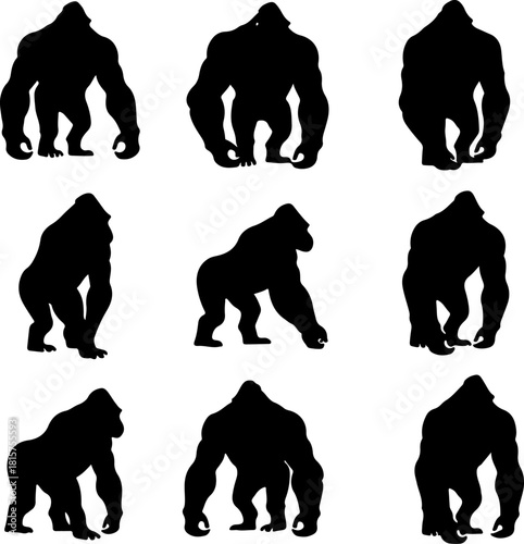 Gorilla Silhouette Bundle | Powerful Ape Vector Set for T-Shirts & Crafts
