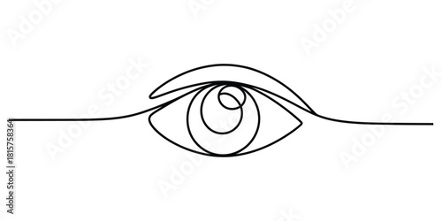 Minimalist continuous line art drawing of human eye symbol concept