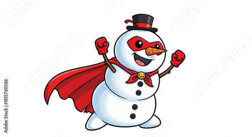 Celebrate winter's hero with this joyful snowman character ready to save the day and bring cheer to any holiday project or design this season