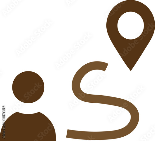 Navigation icon showing a person s route to a destination point