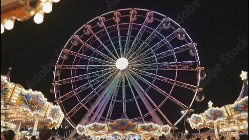 Valentine's Day 2026 Romantic Ferris Wheel Illuminated Colorful Lights Night Cinematic Magical Video Date Night Celebration Amusement Park Festival Relationship Travel Memories Entertainment Urban