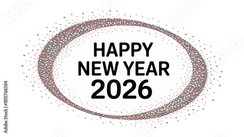 New Year 2026: A Festive greeting in ellipse frame, wishing everyone a joyous new year and a promising beginning to the future. 
