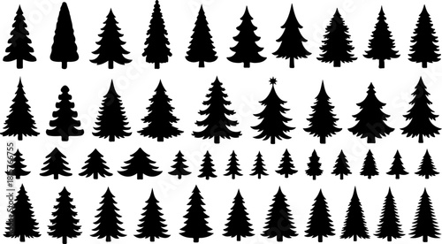 Pine Tree Silhouette Bundle | Evergreen Tree SVG | Christmas Tree Clipart | Forest Woodland SVG Pack