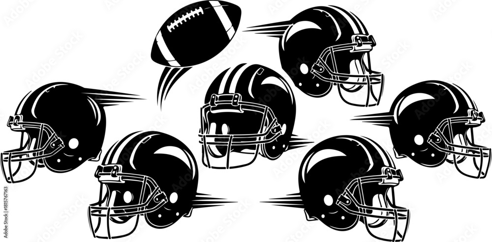 Fototapeta premium American Football Silhouette Team Set