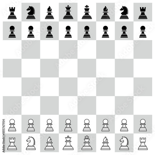 様々な形のチェスの駒のアイコンのベクターイラストのセット