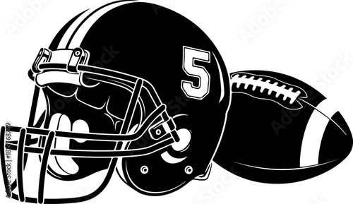 Football Helmet and Ball SVG | American Football Silhouette Cut File