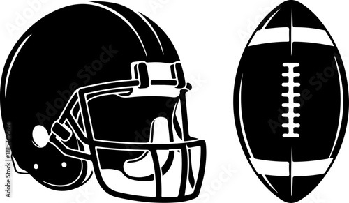Football Helmet and Ball SVG | American Football Silhouette Cut File