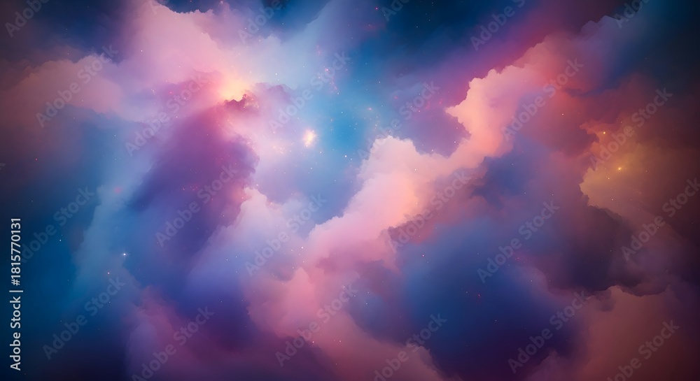 Fototapeta premium Vibrant Abstract Cloudscape with Majestic Rays of Sunlight Illuminating the Celestial Hues