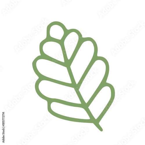 green leaf in handdrawn outline