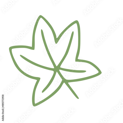 green leaf in handdrawn outline