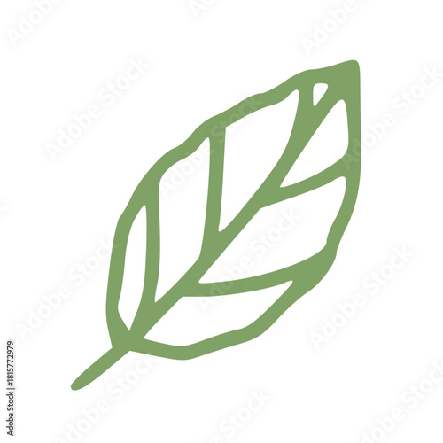 green leaf in handdrawn outline