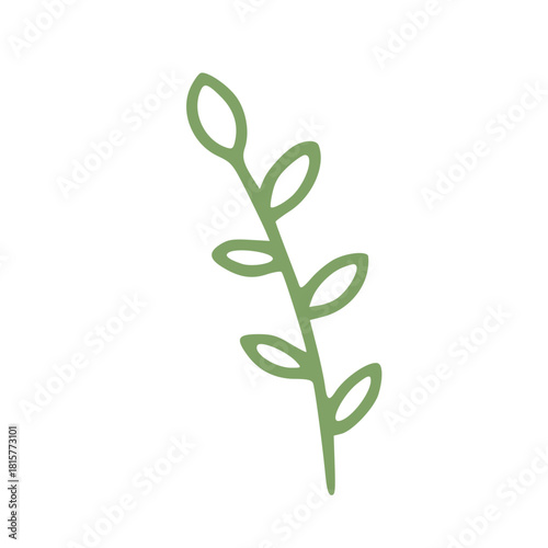 green leaf in handdrawn outline