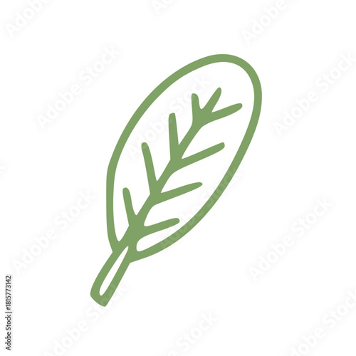 green leaf in handdrawn outline