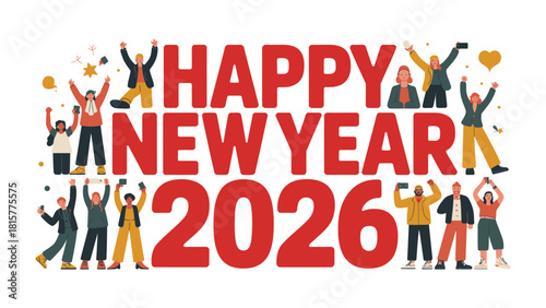 Joyous New Year 2026 Celebration: Cheerful individuals express the exuberant spirit of the new year, embracing fresh beginnings and shared joy.