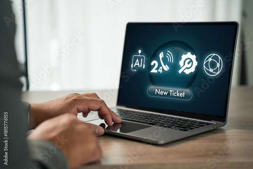 helpdesk ticket Customer Support ticket NEW TICKET button customer support analyzing technological data