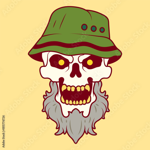 Beard Skull with Fisherman Hat