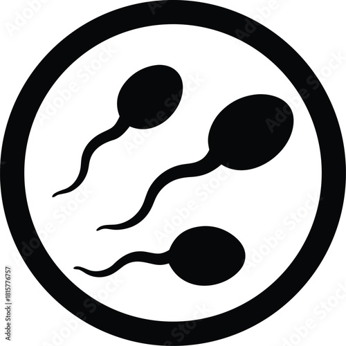 Sperm icon, black and white, minimalist, simple, vector illustration
