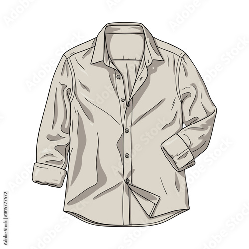 Light linen shirt with button front and rolled-up sleeves  