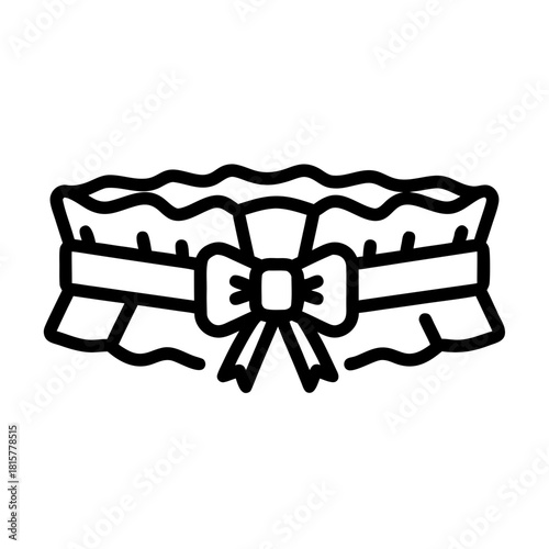 Wedding garter with bow in minimalist line art style  