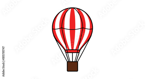 Classic red and white striped hot air balloon illustration, a symbol of adventure, travel, and soaring freedom