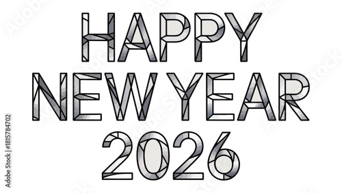 New Year 2026 Celebration: A modern and stylish Happy New Year 2026 text design, ideal for festive greetings and celebrations. 