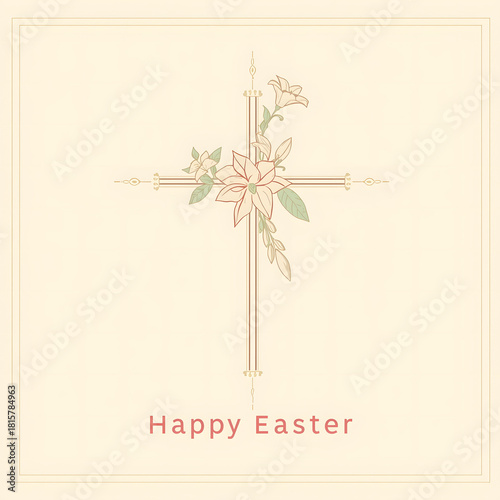Easter Cross Floral Arrangement: A delicate and intricately designed cross, adorned with gentle floral elements, embodying the serene spirit of Easter, symbolizing hope, renewal, and faith. 