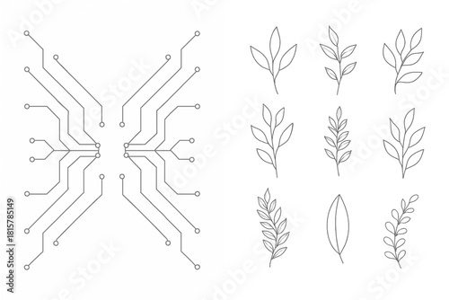 Tech-Nature Contrast: Circuit & Foliage
