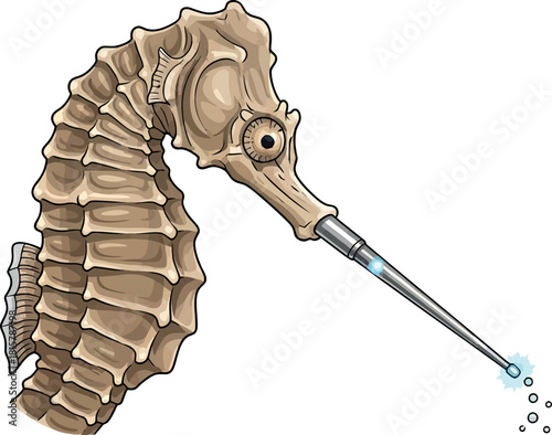 Steampunk seahorse illustration a unique vector design perfect for fantasy and science fiction themes