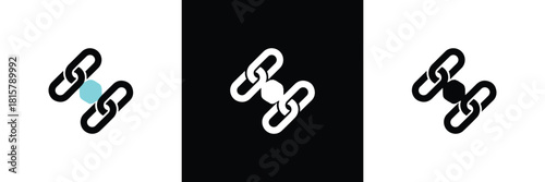 Connected chain links icon symbolizing connection, partnership, and digital linking; available in various contrasts for versatile application.