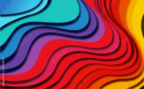 Colorful Abstract Wave Background – Modern Layered Paper-Cut Design