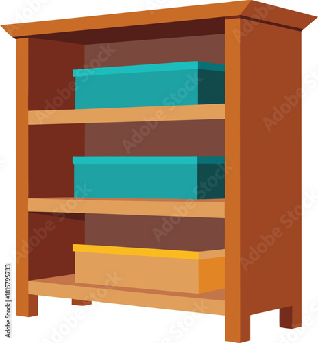 wooden shelf with shelves