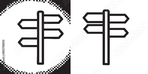 ofvs268 OutlineFilledVectorSign ofvs - signpost choice direction vector icon . isolated transparent . decision . road sign . black outline and filled version . AI 10 / EPS 10 / PNG . g11608 