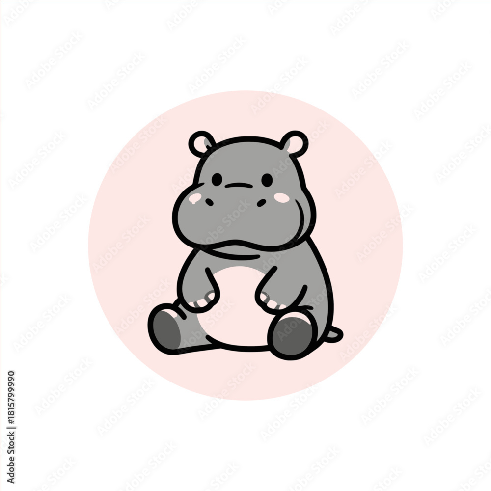 Naklejka premium Adorable hippo character illustration, perfect for children's designs and educational materials, cute animal clip art for creative projects, scalable graphic